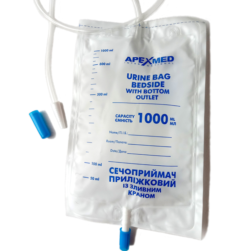 Сечоприймач APEXMED приліжковий, 1000 мл, трубка 90 см, із зливним краном. №1